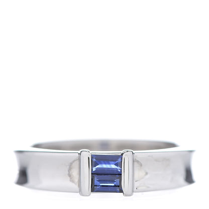 Tiffany 18K White Gold Blue Sapphire Stacking Ring 53 6.5 1 of 7