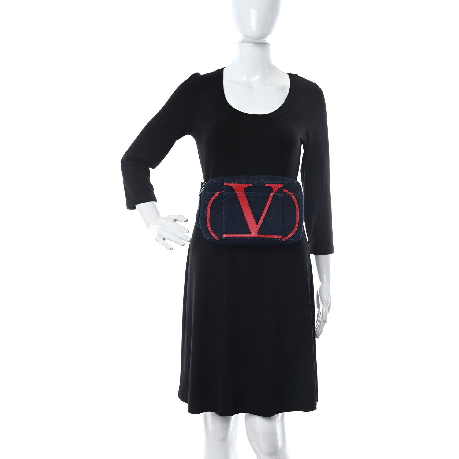 Valentino Garavani Denim Vlogo Belt Bag Blue Red 2 of 9