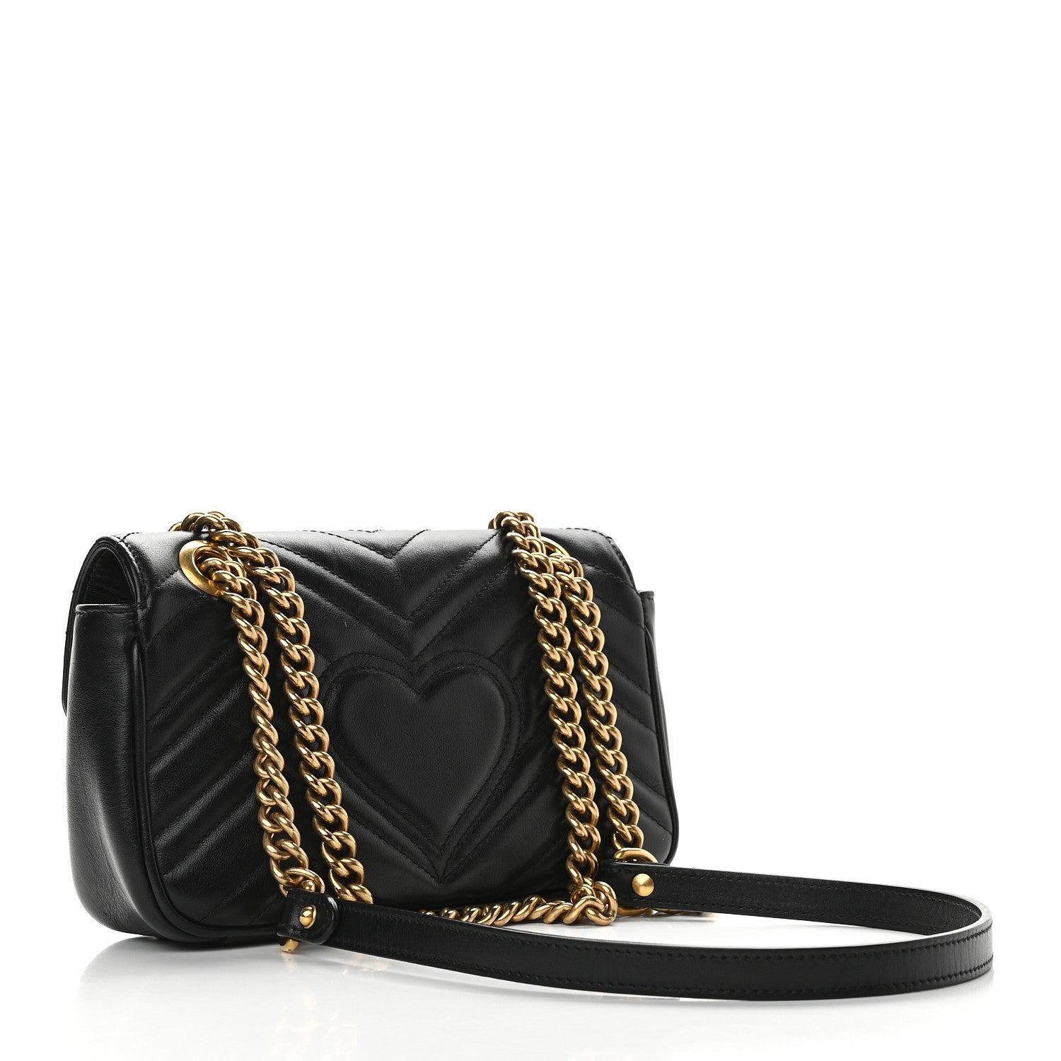 Gucci Calfskin Matelasse Mini GG Marmont Shoulder Bag Black 3 of 18