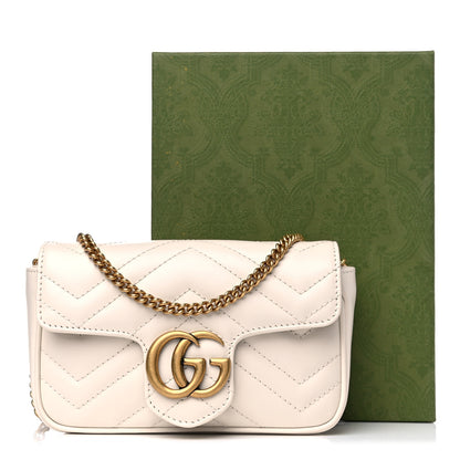Gucci Calfskin Matelasse Super Mini GG Marmont Shoulder Bag White 10 of 10