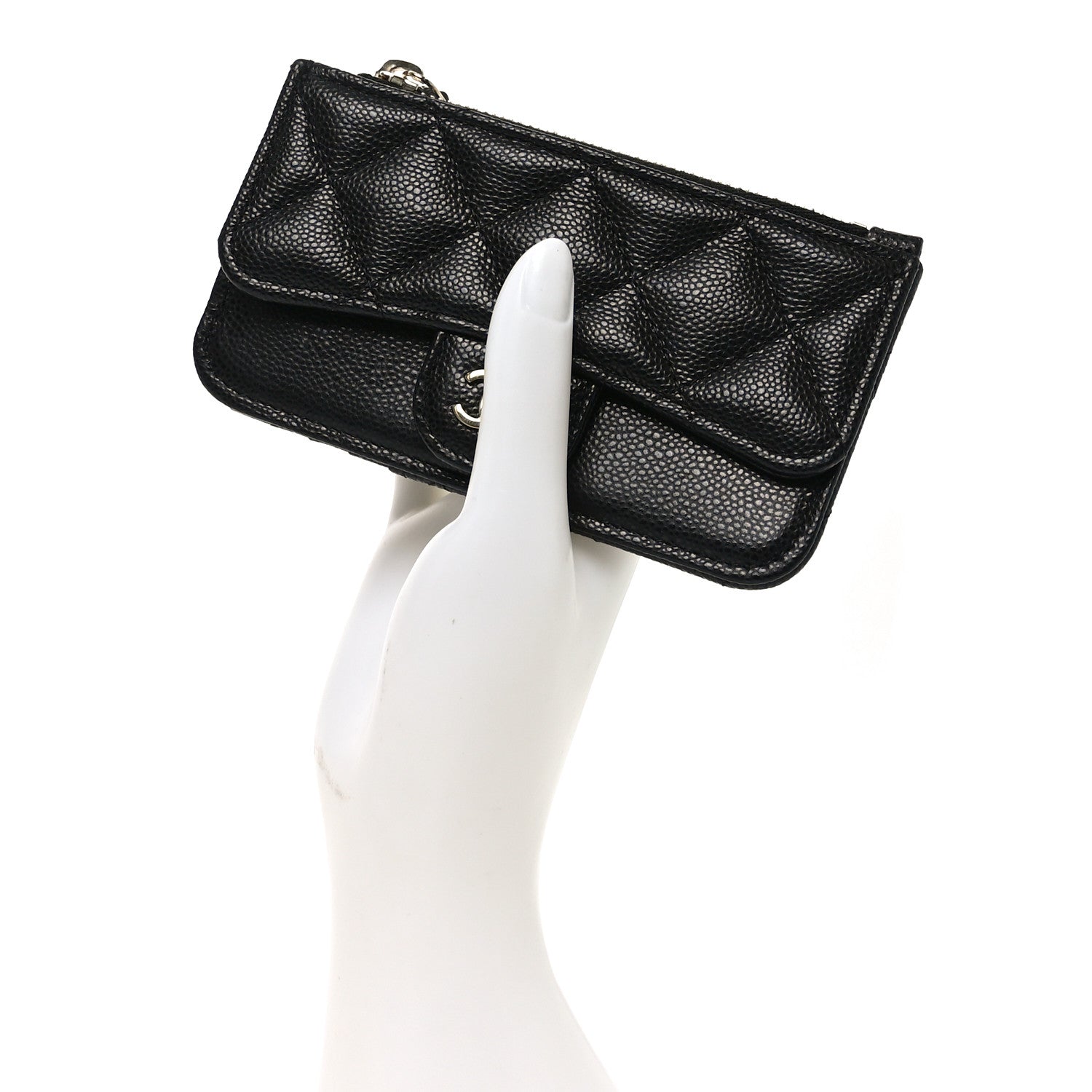 Chanel Caviar Quilted Flap Zip Card Holder Black 2 of 8