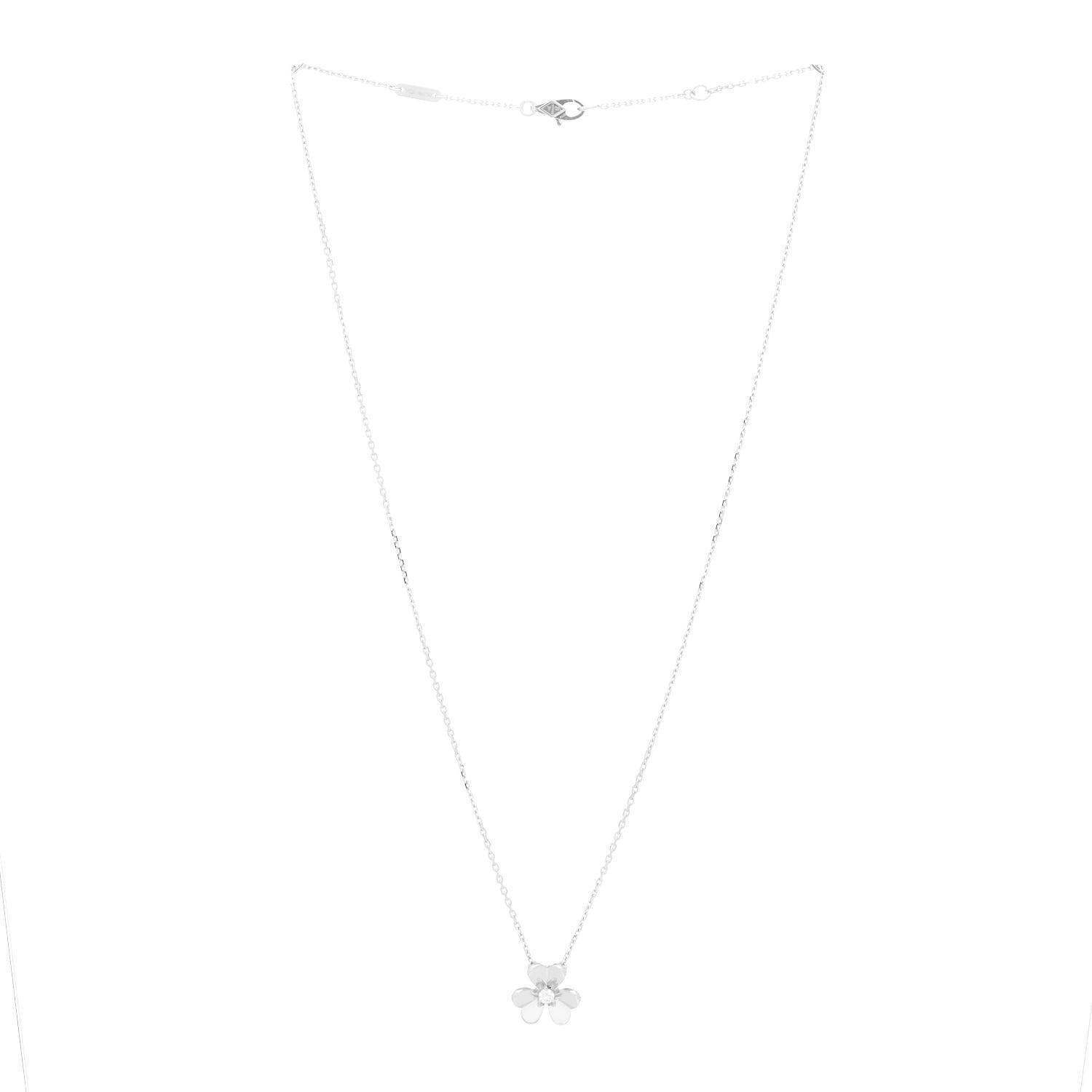 Van Cleef & Arpels 18K White Gold Diamond Mini Frivole Pendant Necklace 3 of 6