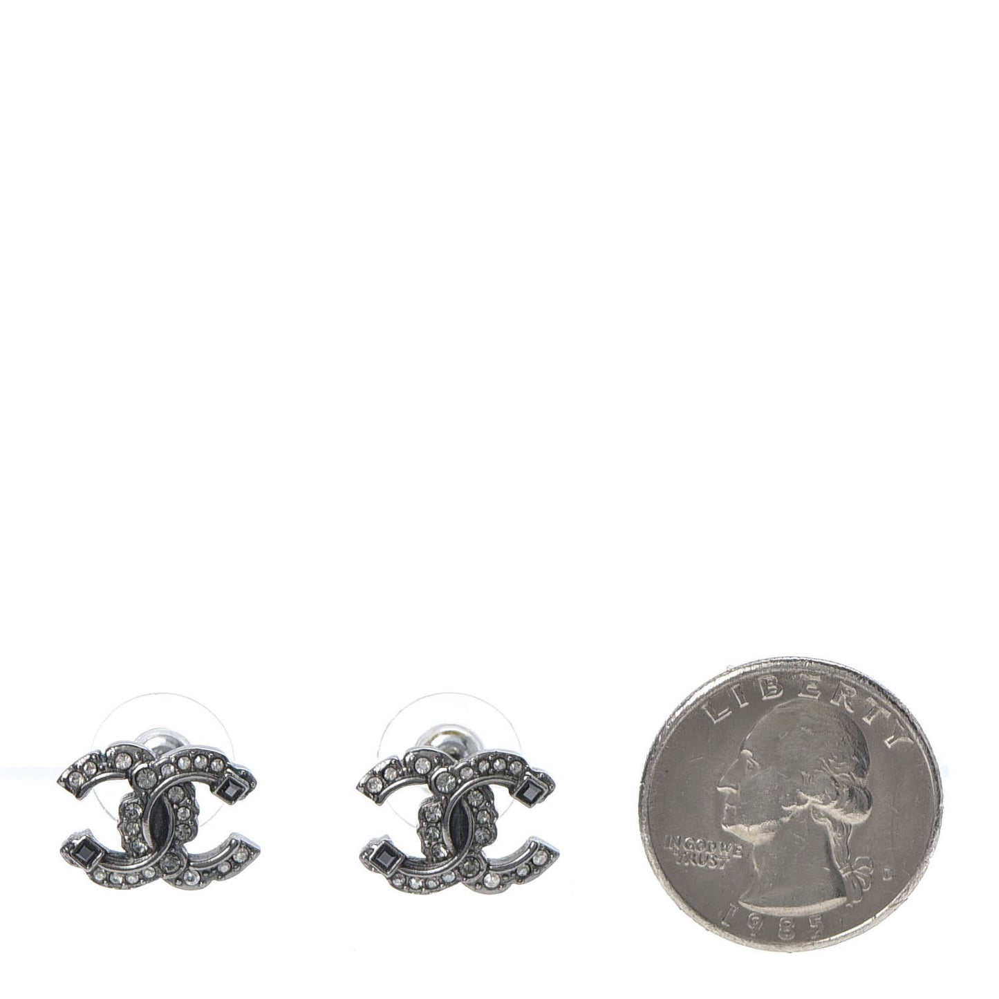 Ruthenium Crystal CC Earrings Silver Black