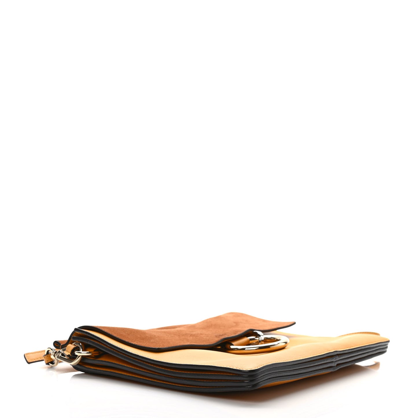 Suede Calfskin Medium Faye Shoulder Bag Mustard Tobacco