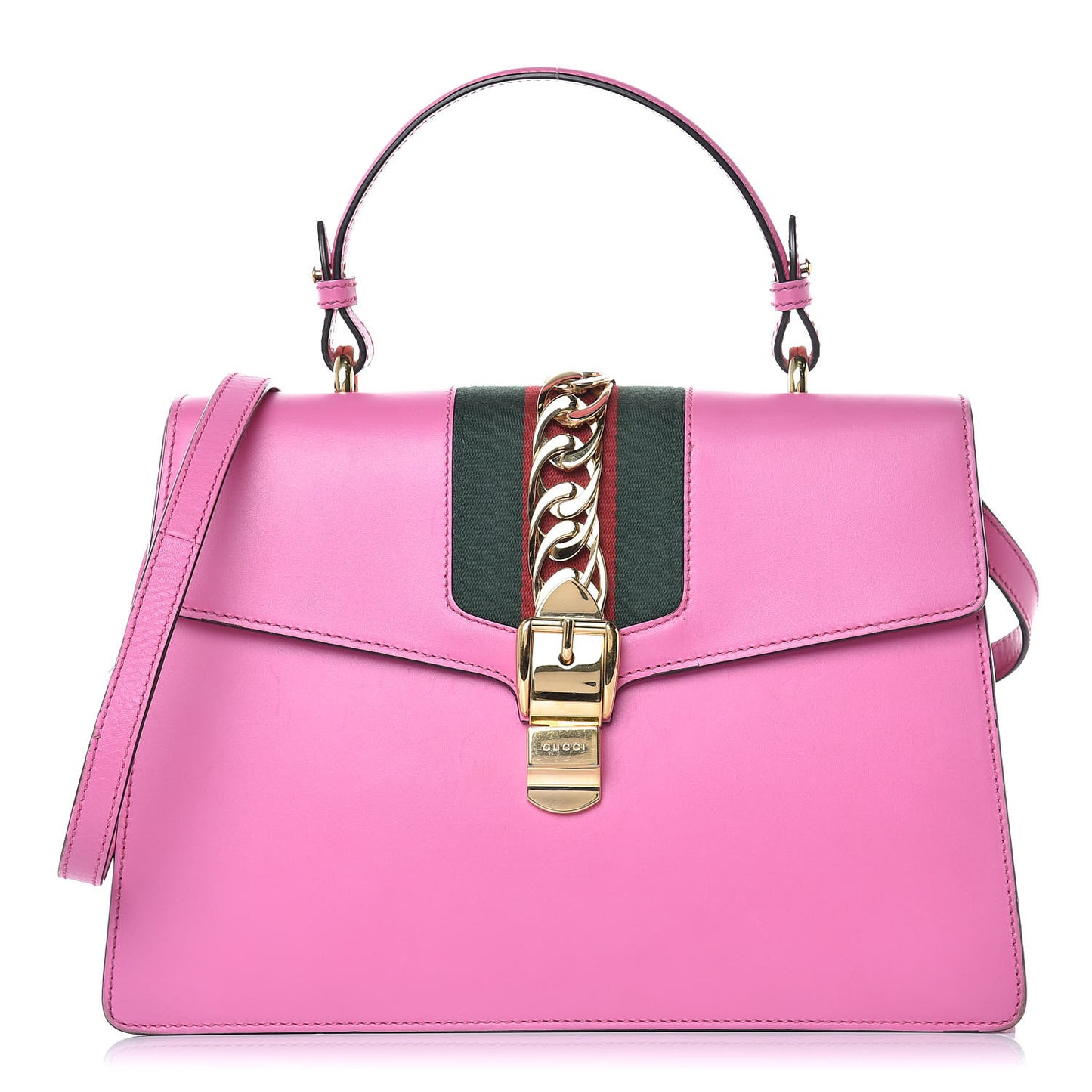 Vitello Fontanella Web Medium Sylvie Top Handle Bag Pink Tropical Flower