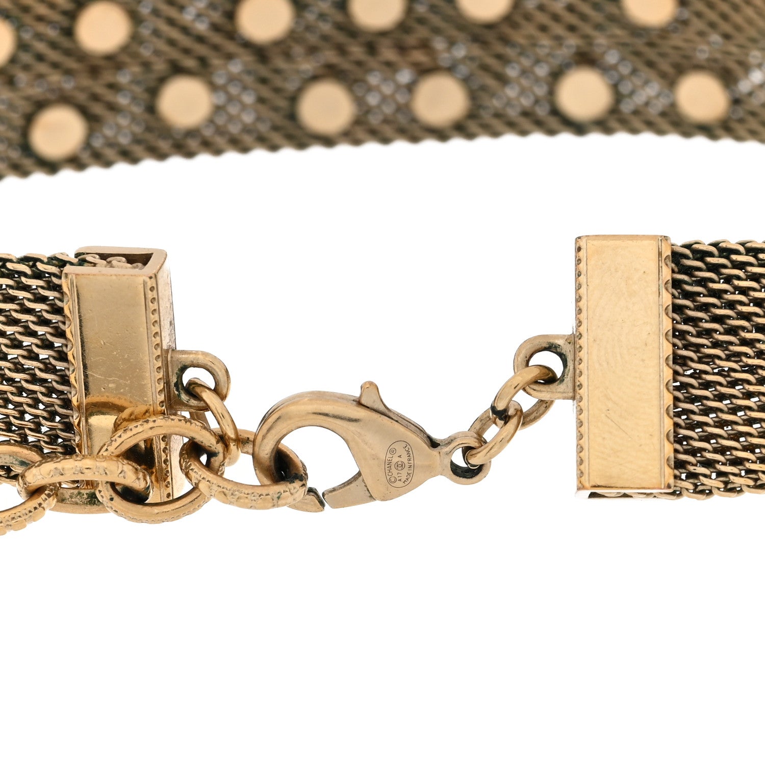 Chanel Mesh Logo Choker Necklace Gold 4 of 5