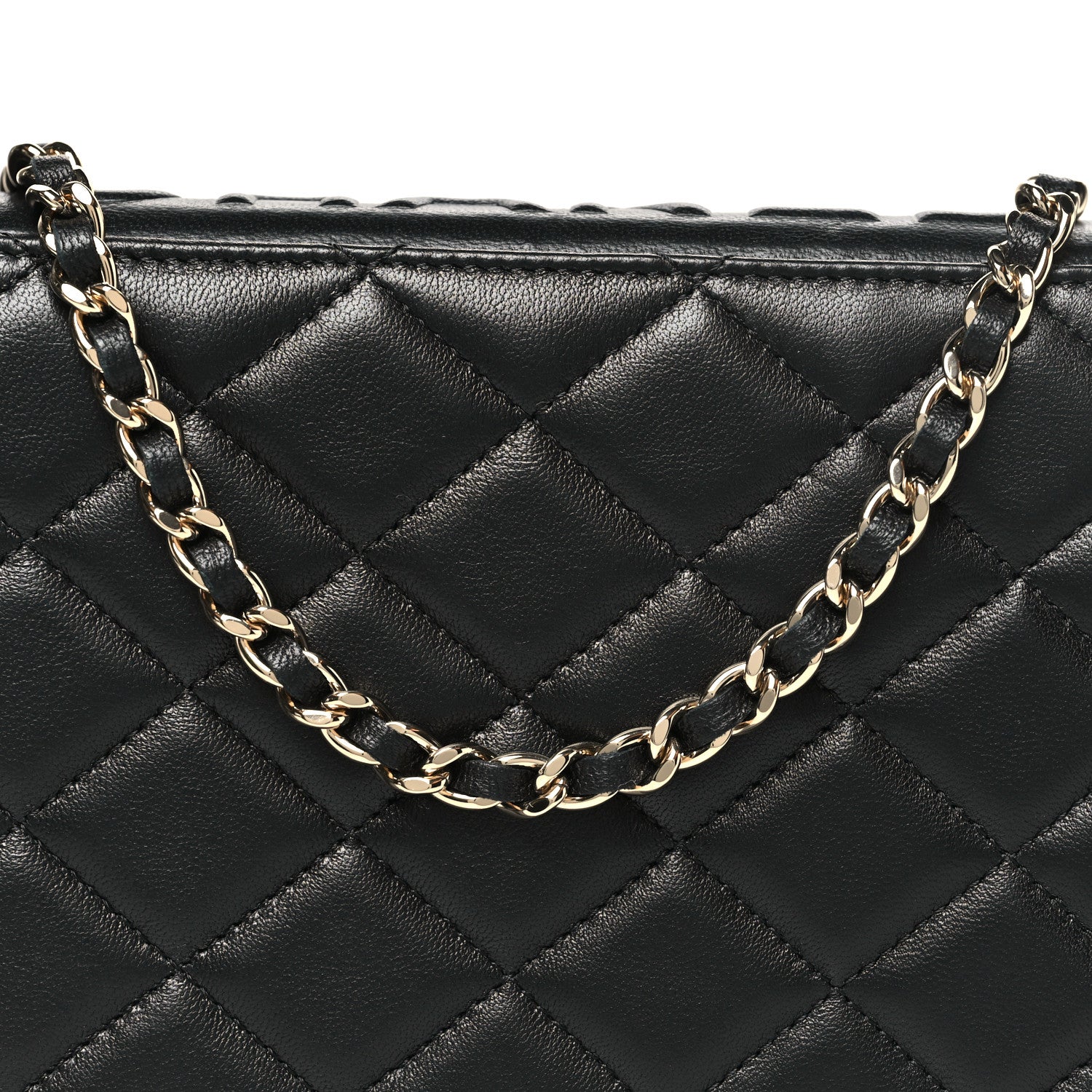 Chanel Lambskin Quilted Book Wallet On Chain WOC Black 9 of 11
