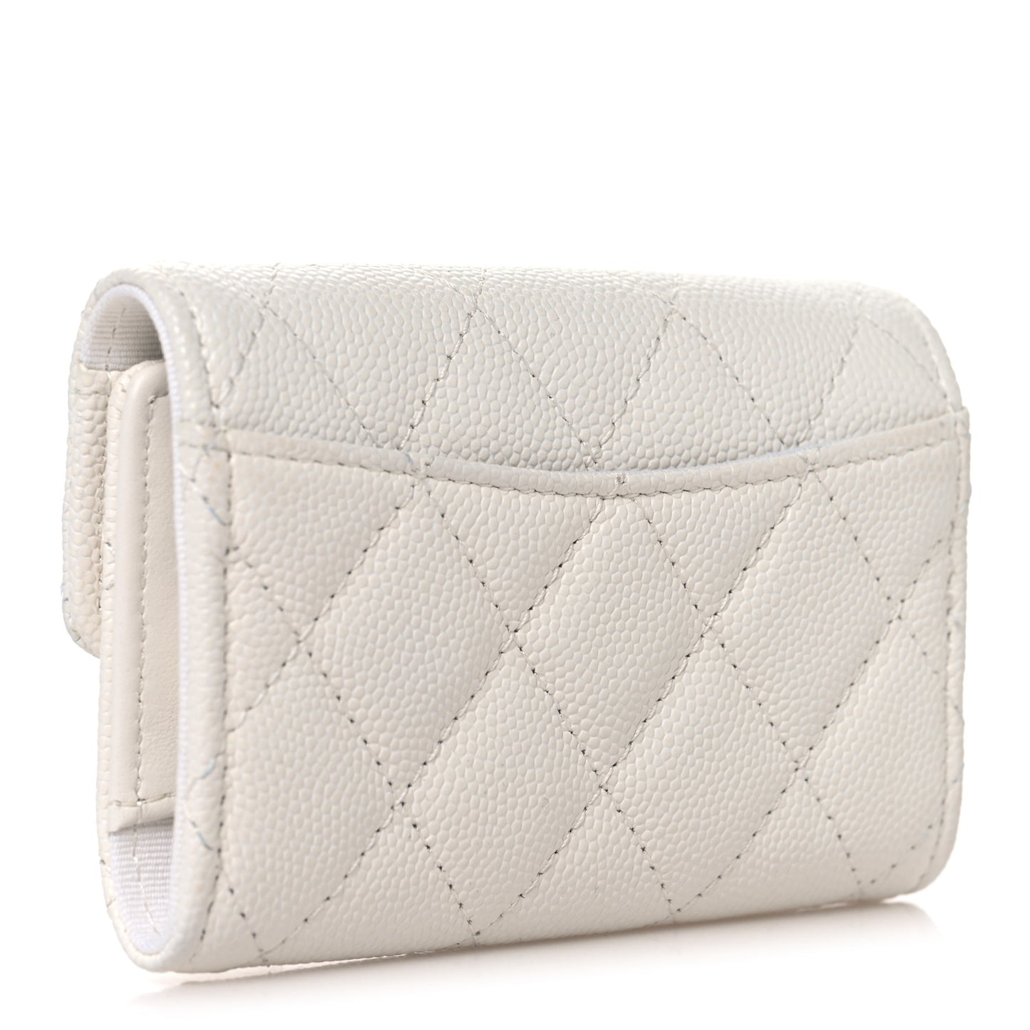 Caviar Quilted Classic 4 Key Holder Wallet White