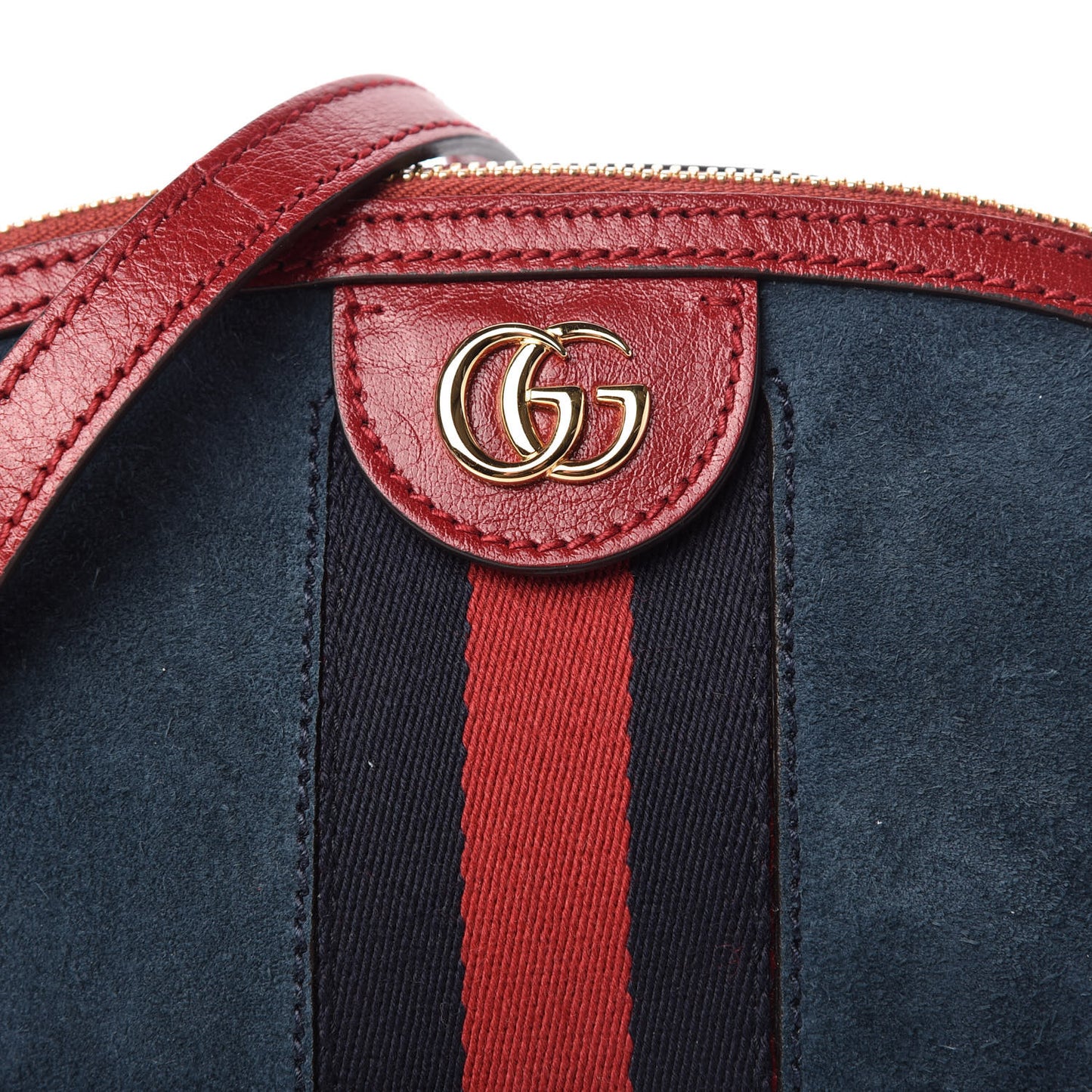 Suede Calfskin Web Small Ophidia Dome Shoulder Bag New Blue Romantic Cherry