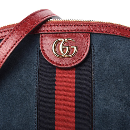 Gucci Suede Calfskin Web Small Ophidia Dome Shoulder Bag New Blue Romantic Cherry 10 of 10