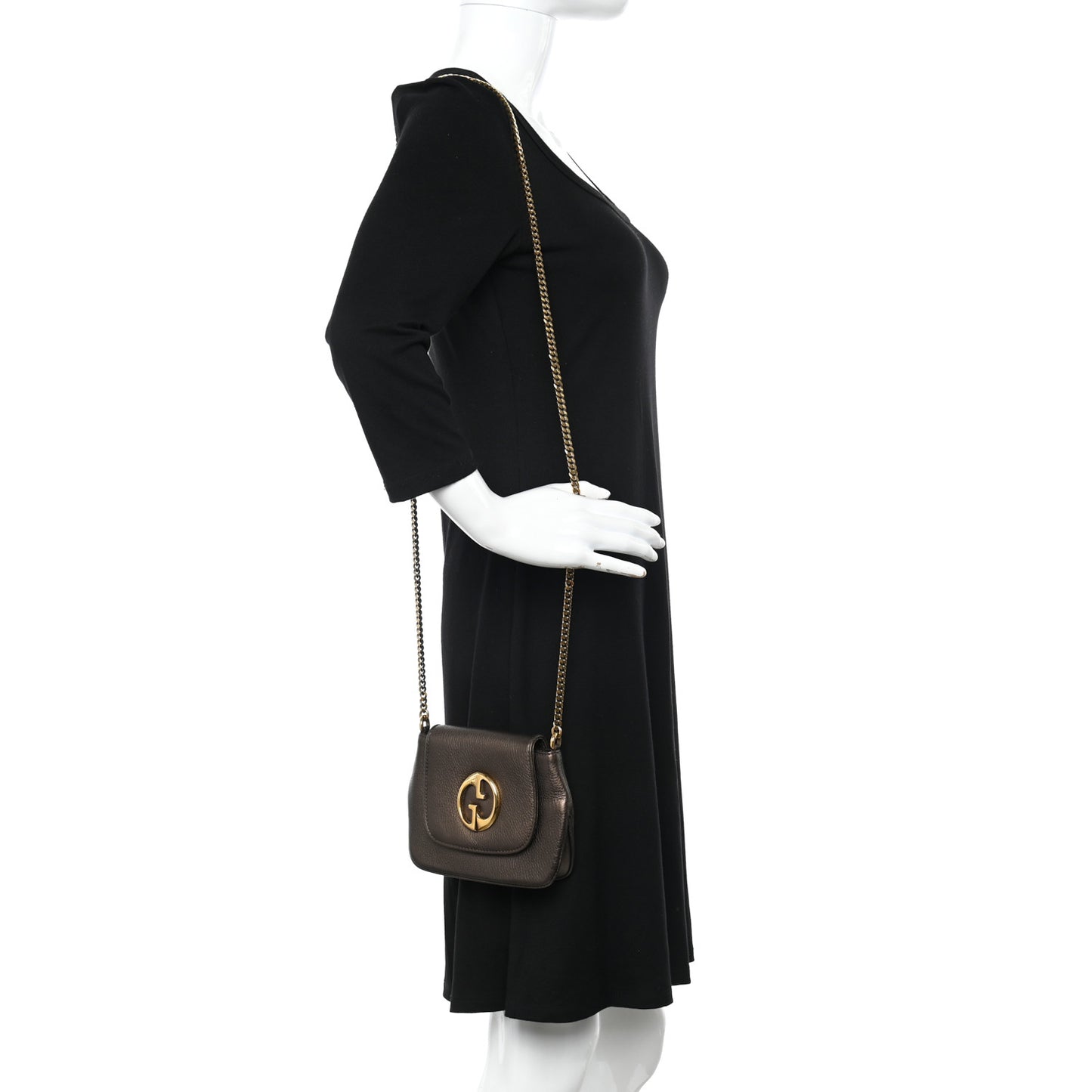 Pebbled Calfskin Small 1973 Chain Shoulder Bag Gold