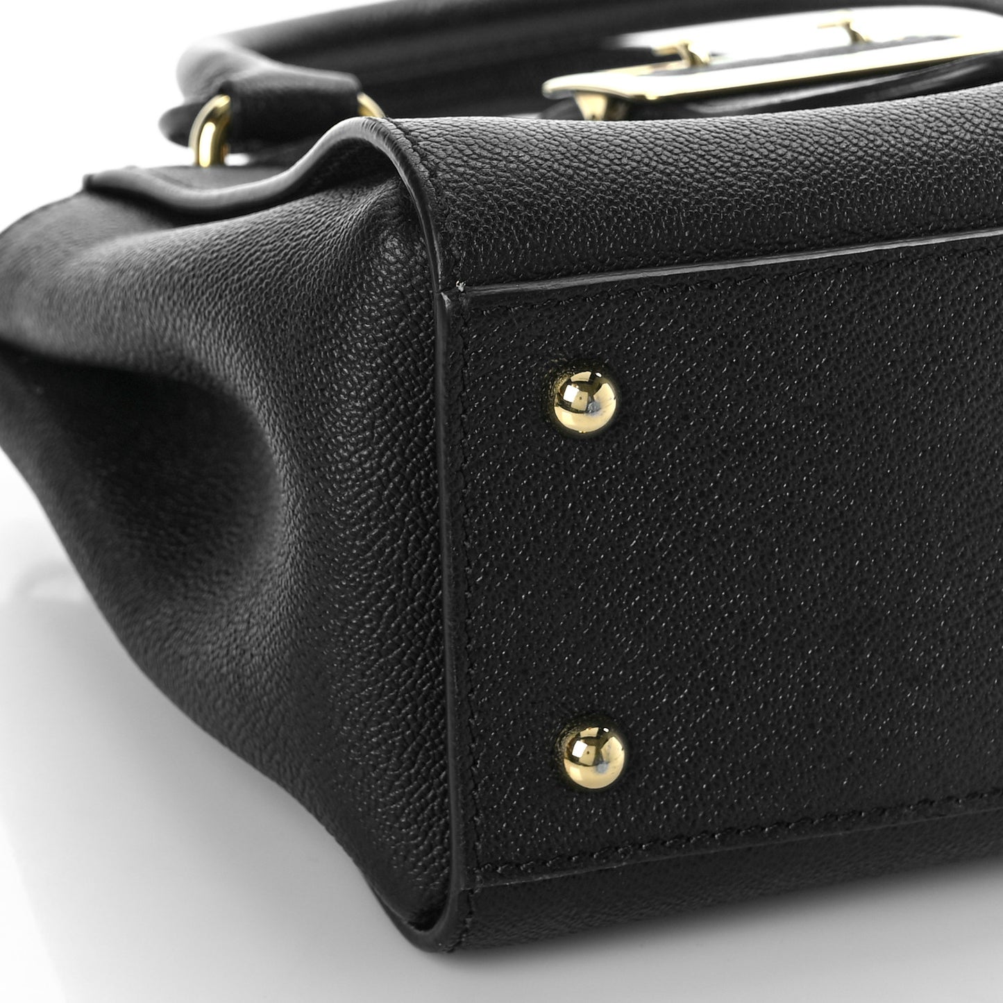 Soft Grain Calfskin Small Buckle Tote Black