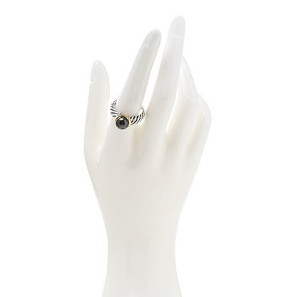David Yurman Sterling Silver 18K Yellow Gold Tahitian Pearl 8mm Cable Ring 57 8 2 of 6