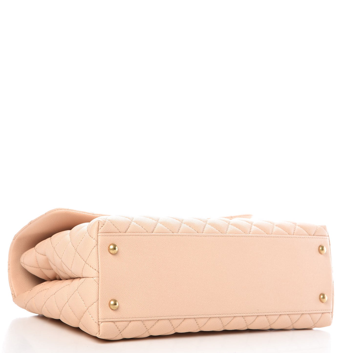 Caviar Quilted Medium Coco Handle Flap Light Beige