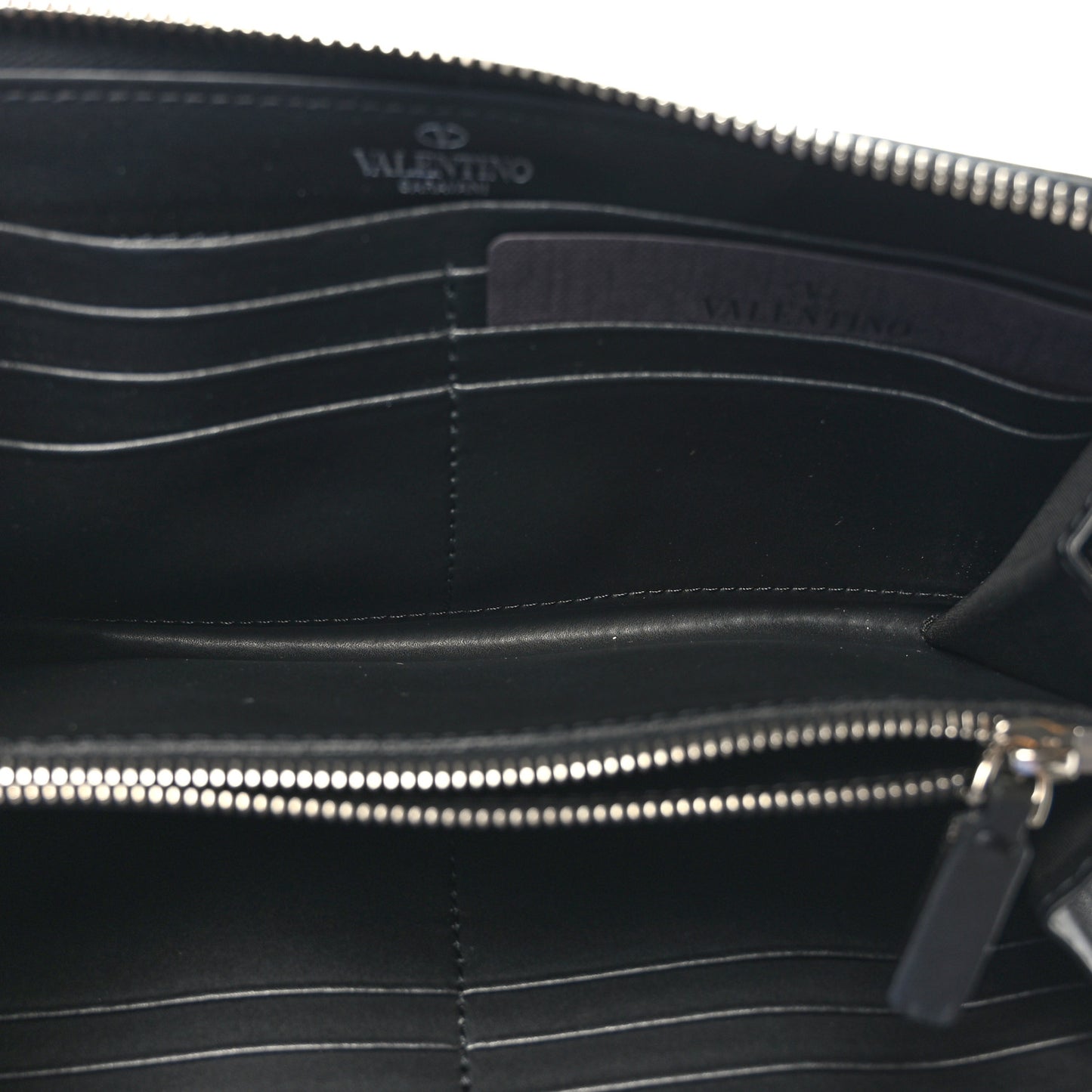 Calfskin VLTN Zip Around Wallet Black