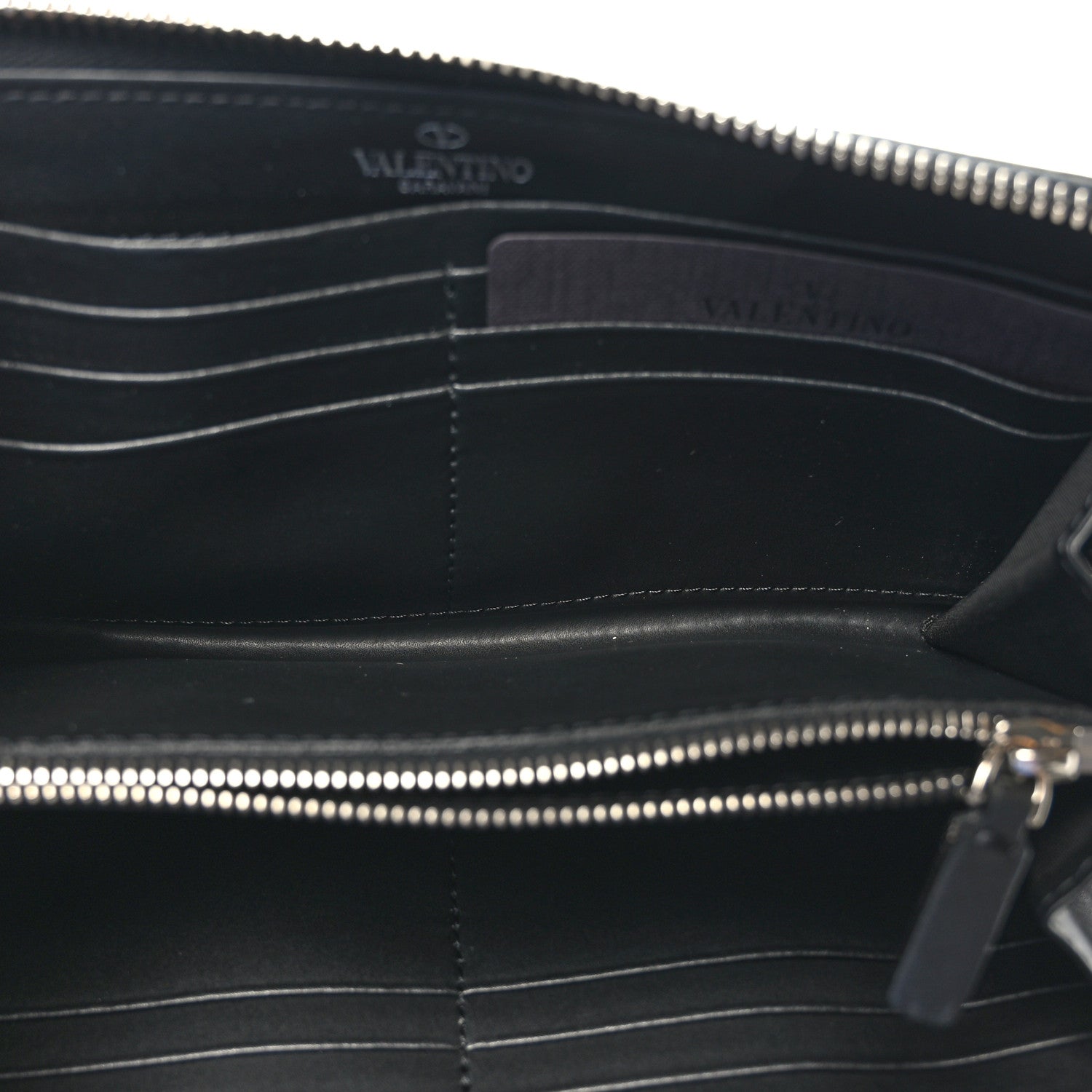 Valentino Garavani Calfskin VLTN Zip Around Wallet Black 5 of 9