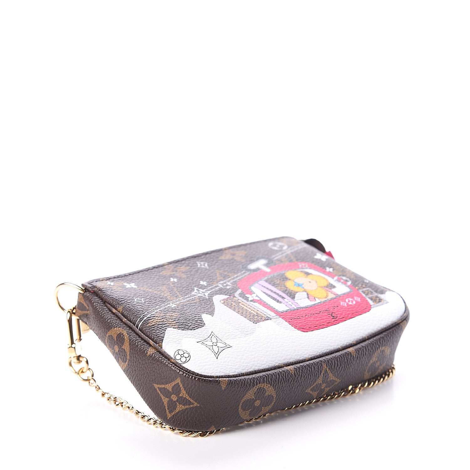 Louis Vuitton Monogram 2019 Christmas Animation Mini Courchevel Pochette Accessories Fuchsia 3 of 6