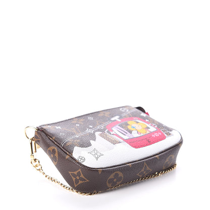 Louis Vuitton Monogram 2019 Christmas Animation Mini Courchevel Pochette Accessories Fuchsia 3 of 6