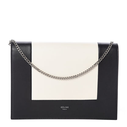 Celine Smooth Lambskin Frame Evening Chain Clutch Black White 1 of 7