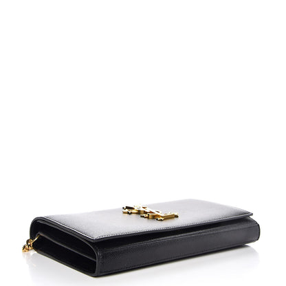 Saint Laurent Grain De Poudre Star Studded Monogram Wallet on Chain Black 4 of 7