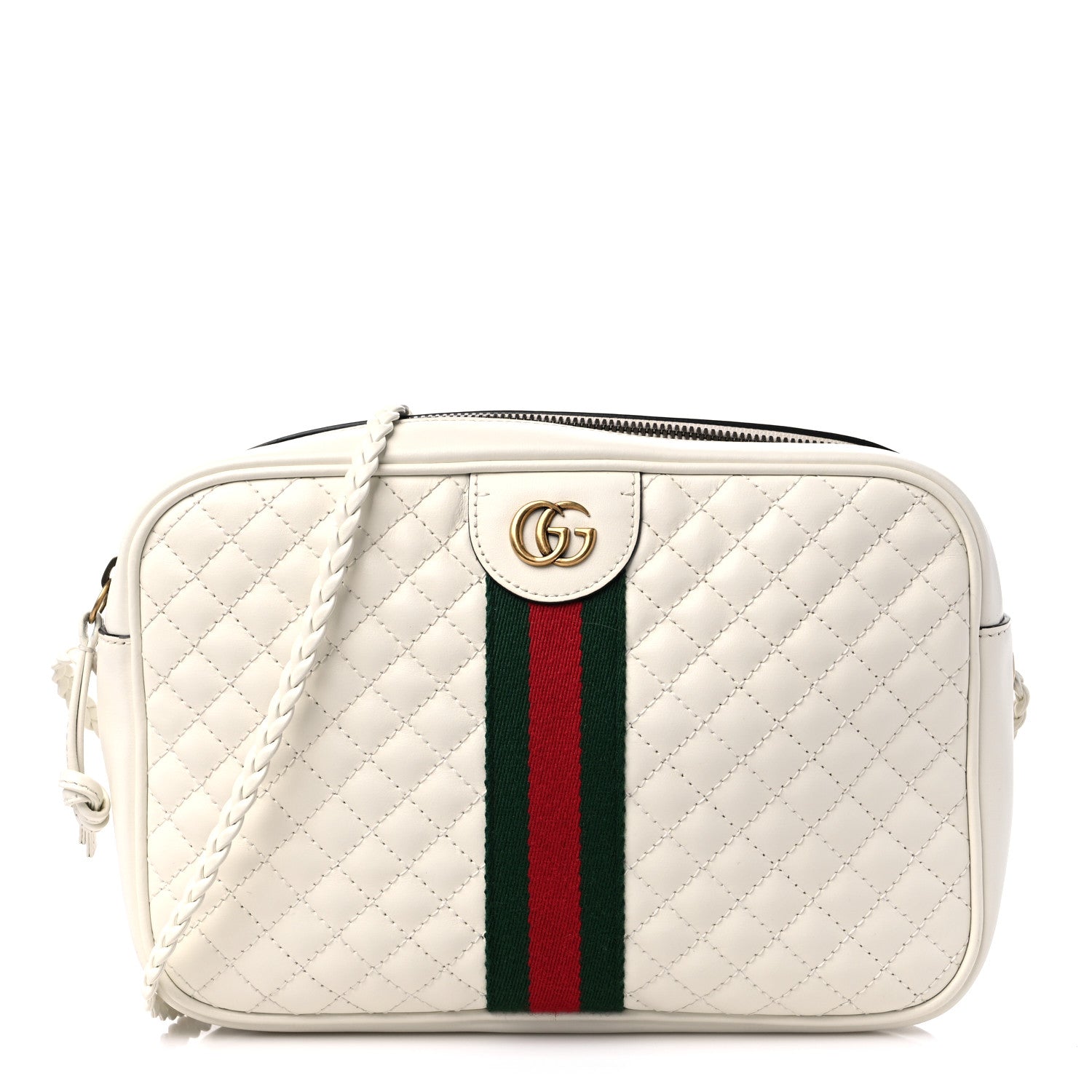 Gucci Nappa Web Trapuntata Small GG Shoulder Bag White 1 of 9