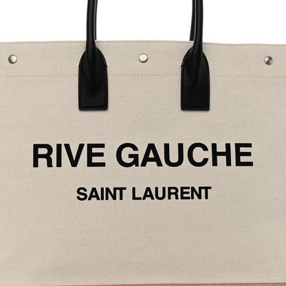 Saint Laurent Linen Calfskin Rive Gauche Tote Greggio Natural 7 of 9