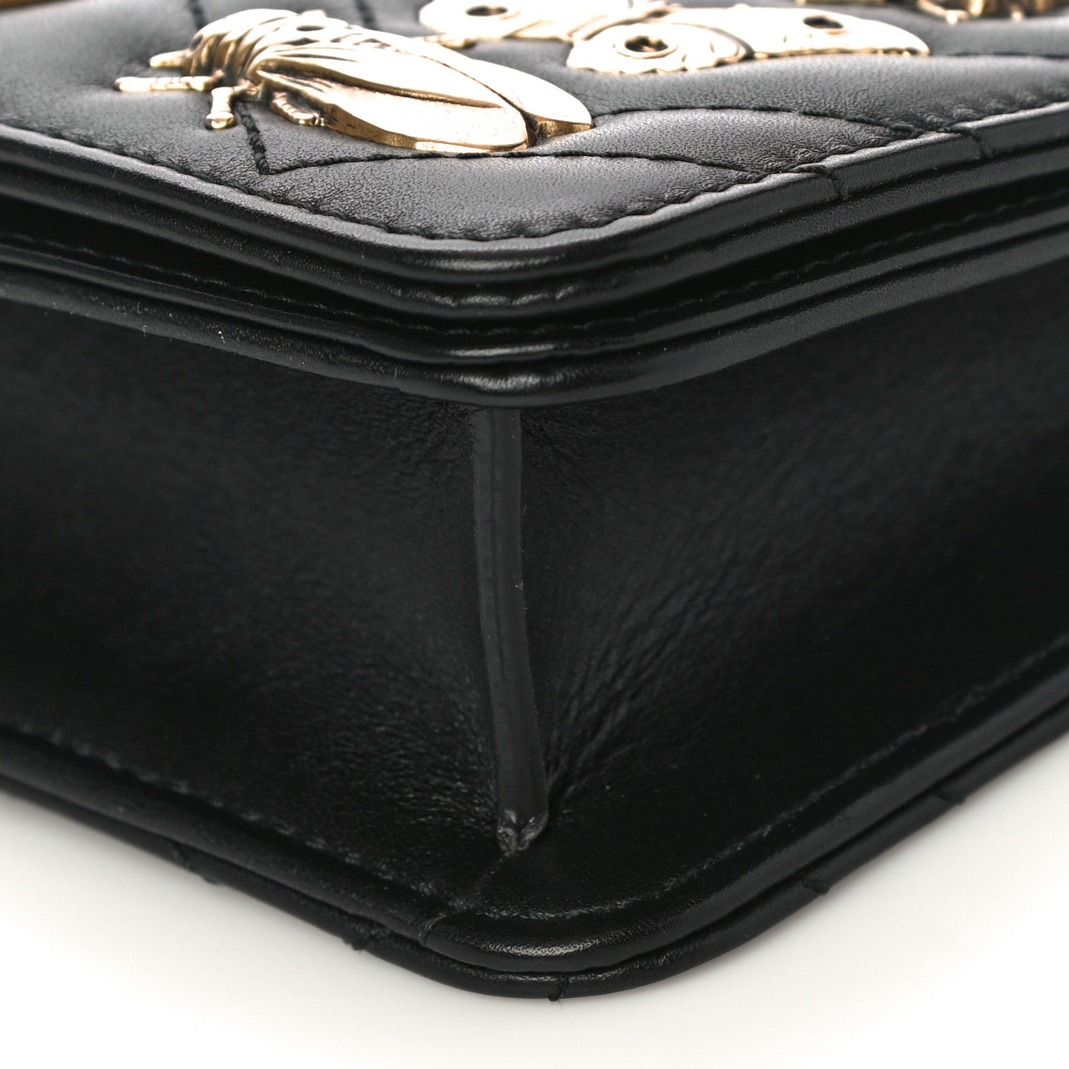 Gucci Calfskin Matelasse Mini Animal Studs GG Marmont Bag Black 9 of 12