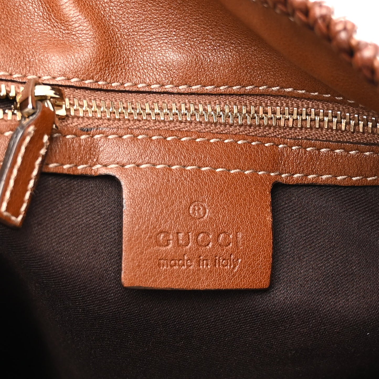 Calfskin Large Horsebit Chain Hobo Brown