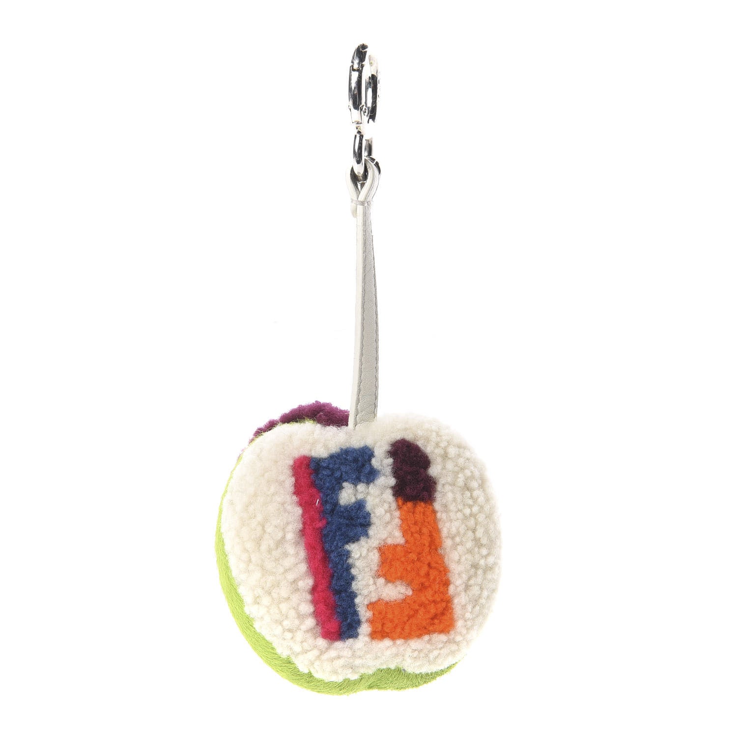Fendi Calf Hair Shearling Apple Bag Charm Green Multicolor 1 of 3