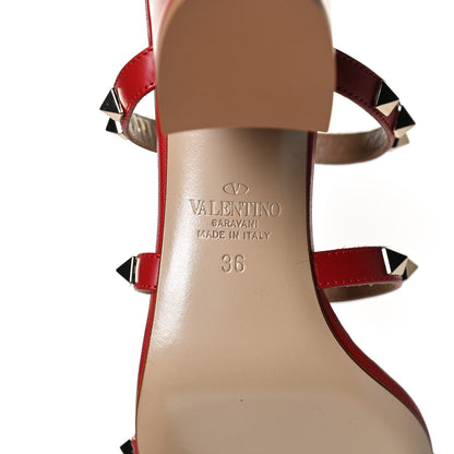 Valentino Garavani Calfskin Rockstud 60mm Caged Slide Sandals 36 Rosso Valentino 8 of 13