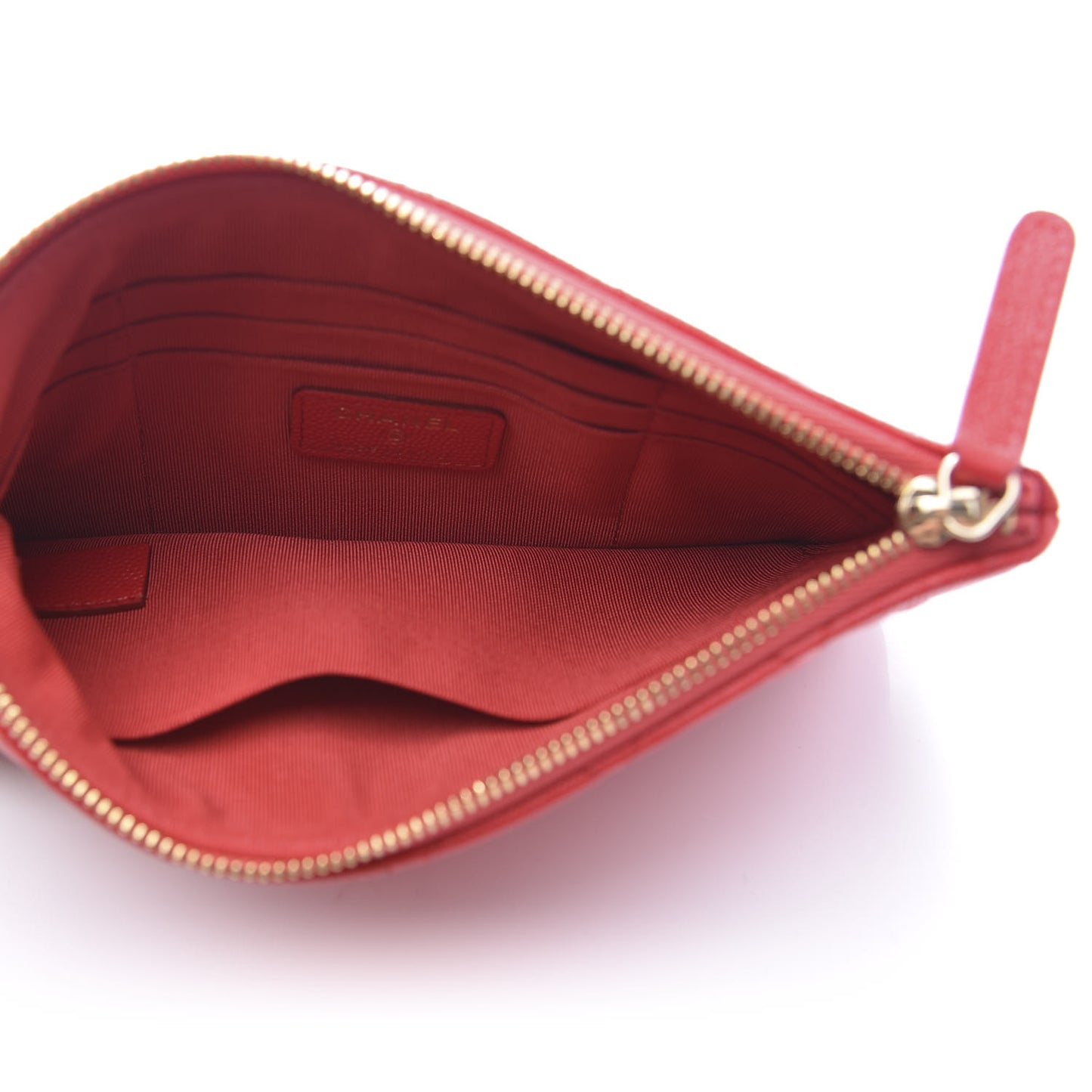 Shiny Caviar Quilted Cosmetic Case Red