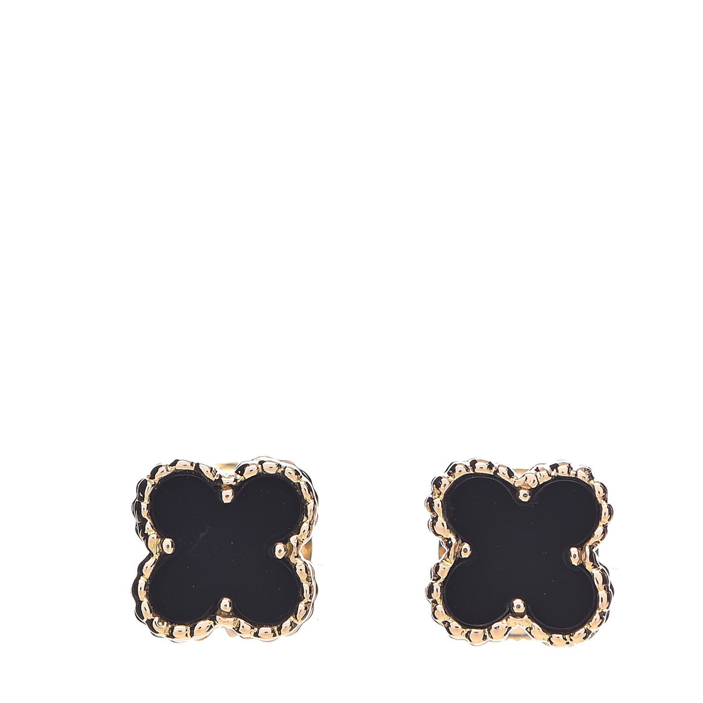 18K Yellow Gold Black Onyx Sweet Alhambra Earrings