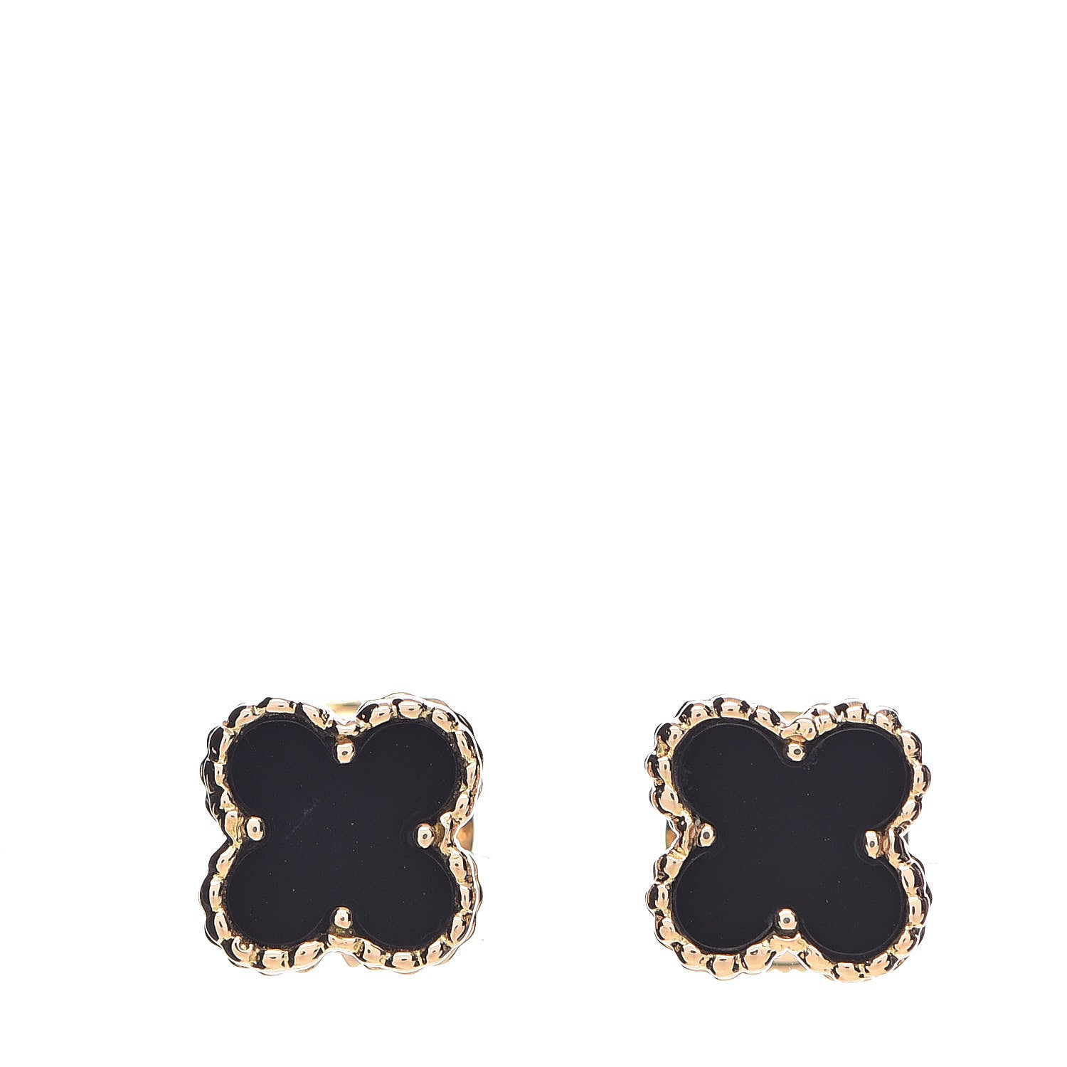 Van Cleef & Arpels 18K Yellow Gold Black Onyx Sweet Alhambra Earrings 1 of 5