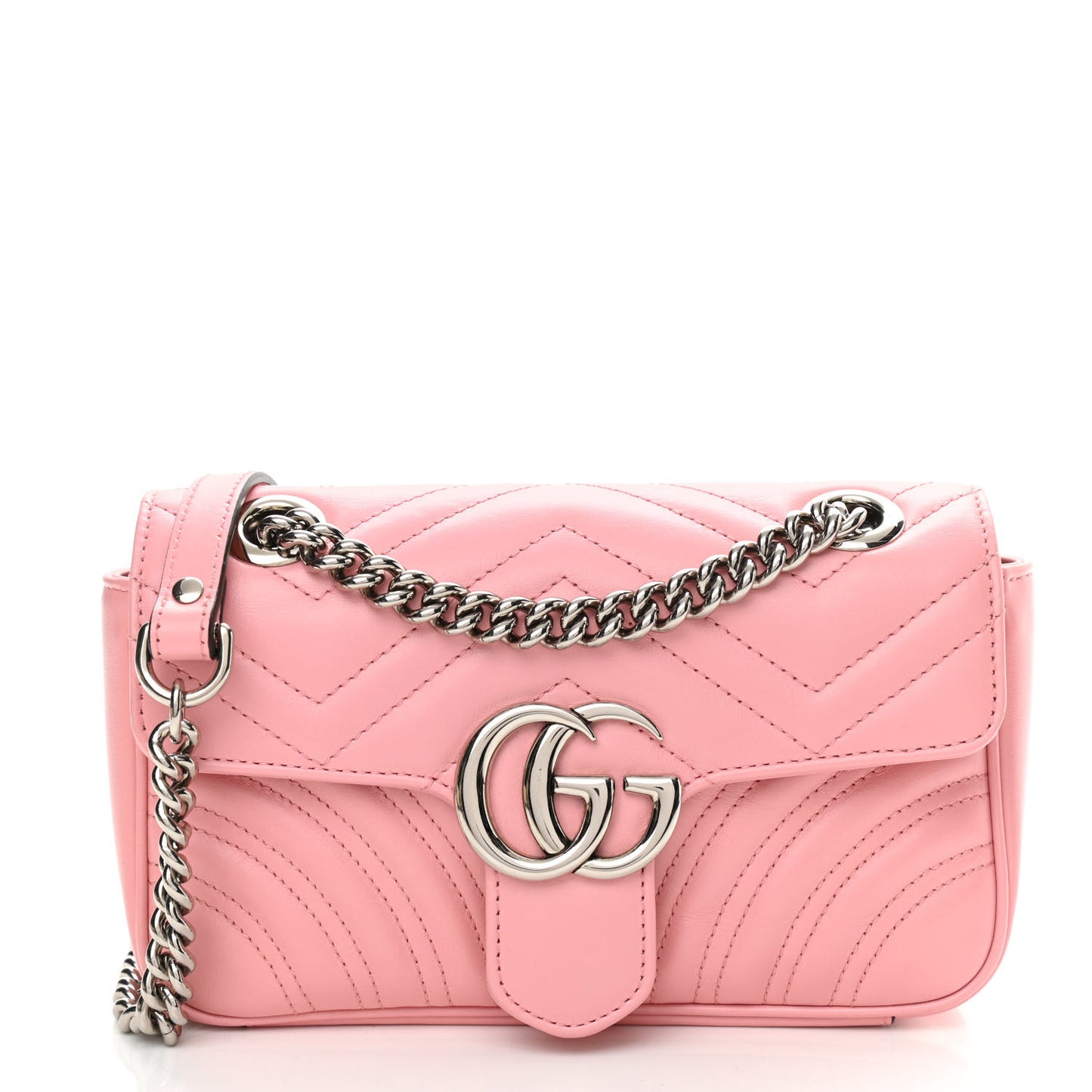 Calfskin Matelasse Mini GG Marmont Shoulder Bag Wild Rose