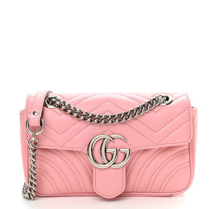 Gucci Calfskin Matelasse Mini GG Marmont Shoulder Bag Wild Rose 1 of 11