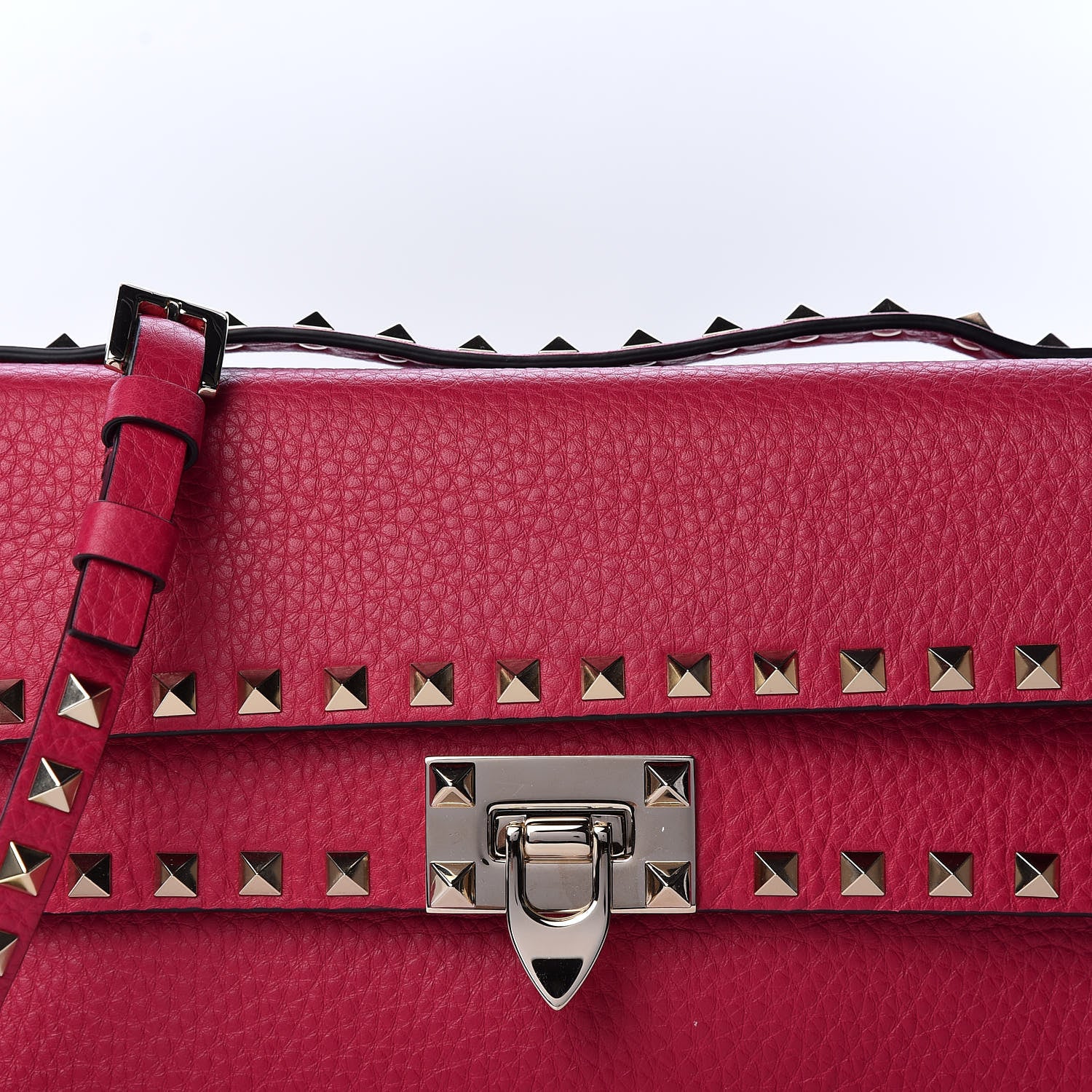 Valentino Garavani Pebbled Calfskin Rockstud Double Flap Crossbody Bag Blossom 8 of 8
