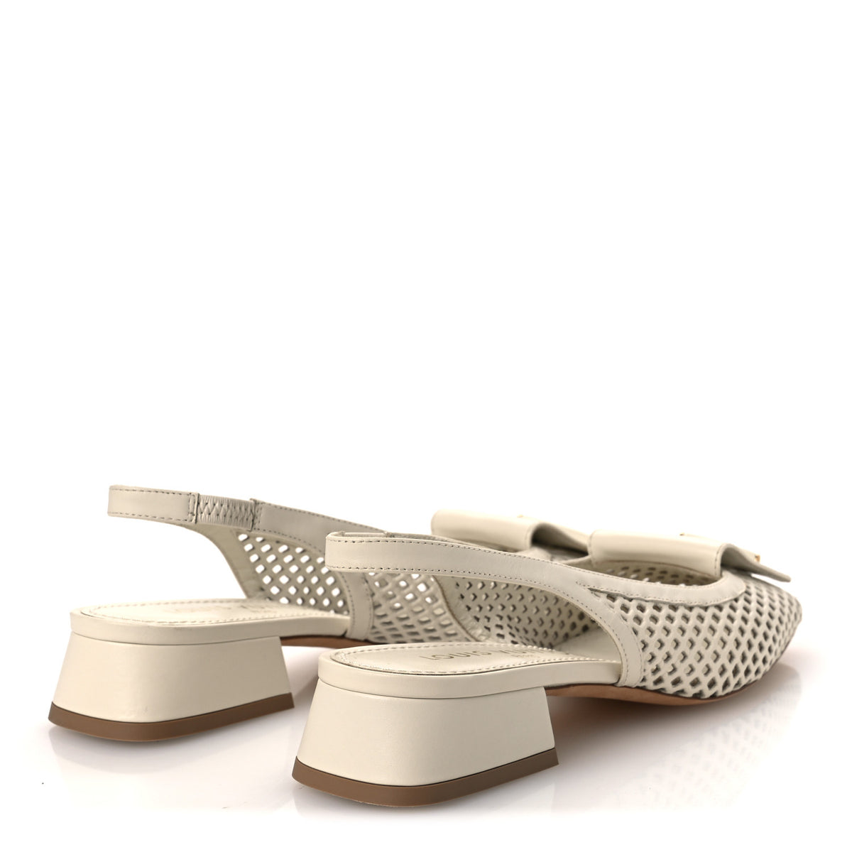 Louis Vuitton Calfskin Perforated Shake Slingback Pumps 35.5 Creme Beige 5 of 11
