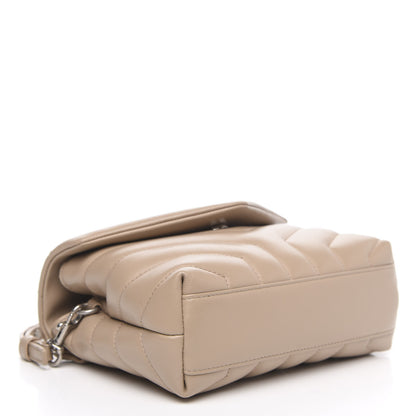 Saint Laurent Calfskin Y Quilted Monogram Toy Loulou Crossbody Bag Dark Beige 4 of 9