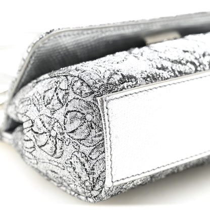 Dolce & Gabbana Brocade Fabric Lizard Calfskin Embossed Small Miss Sicily Satchel Silver 17 of 19