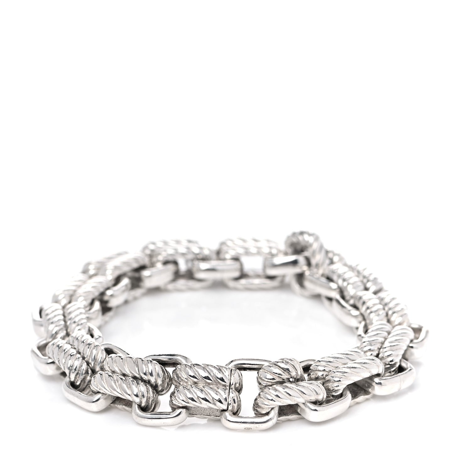 Sterling Silver 18K Yellow Gold Empire Double Link Bracelet