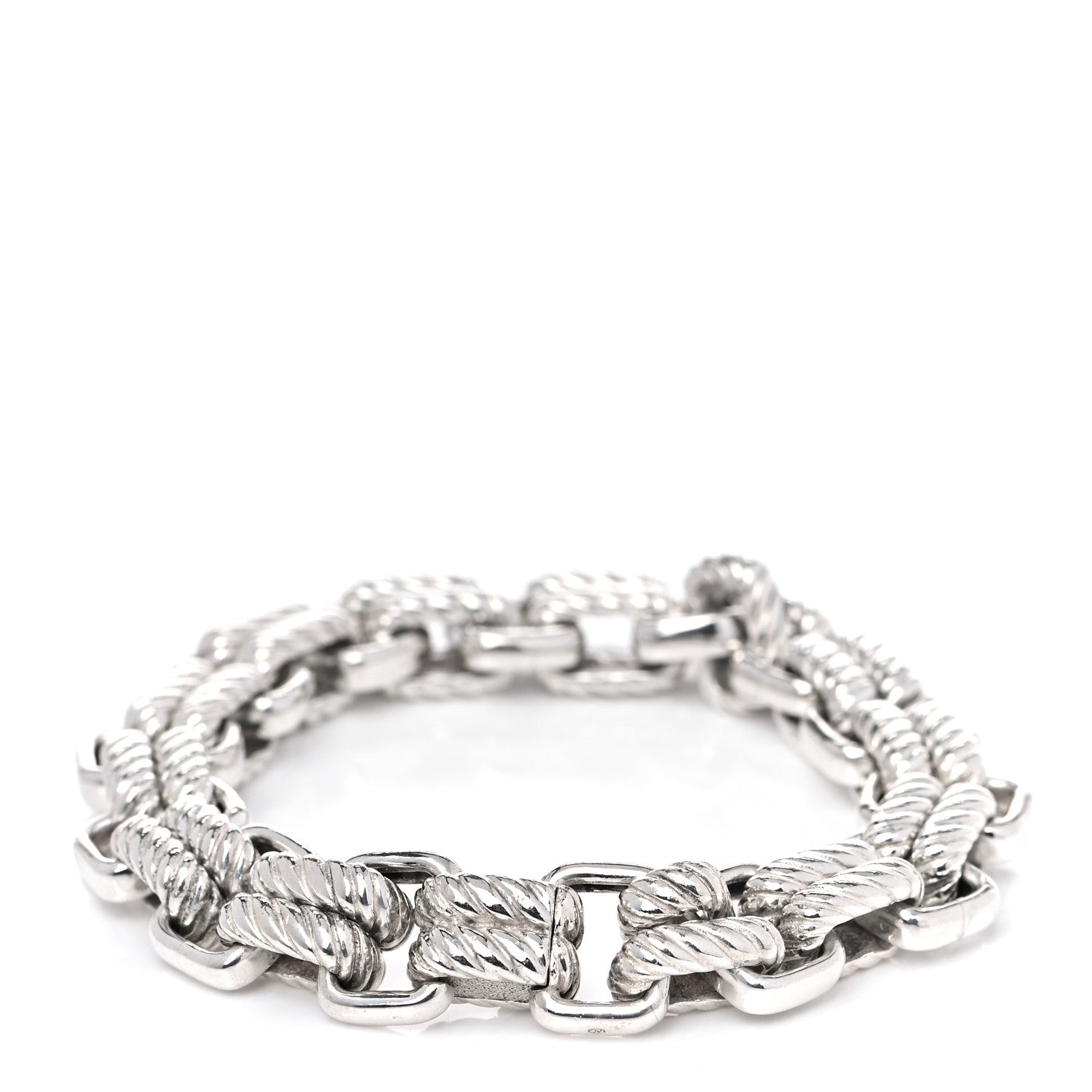 David Yurman Sterling Silver 18K Yellow Gold Empire Double Link Bracelet 3 of 6