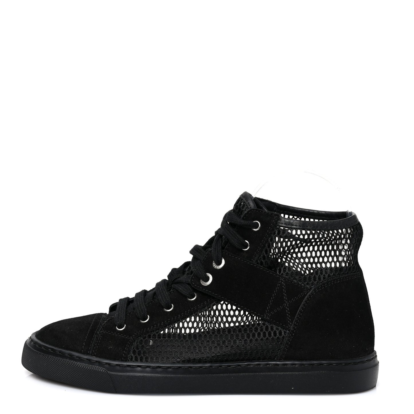 Mesh Suede High Top Sneakers 37 Black
