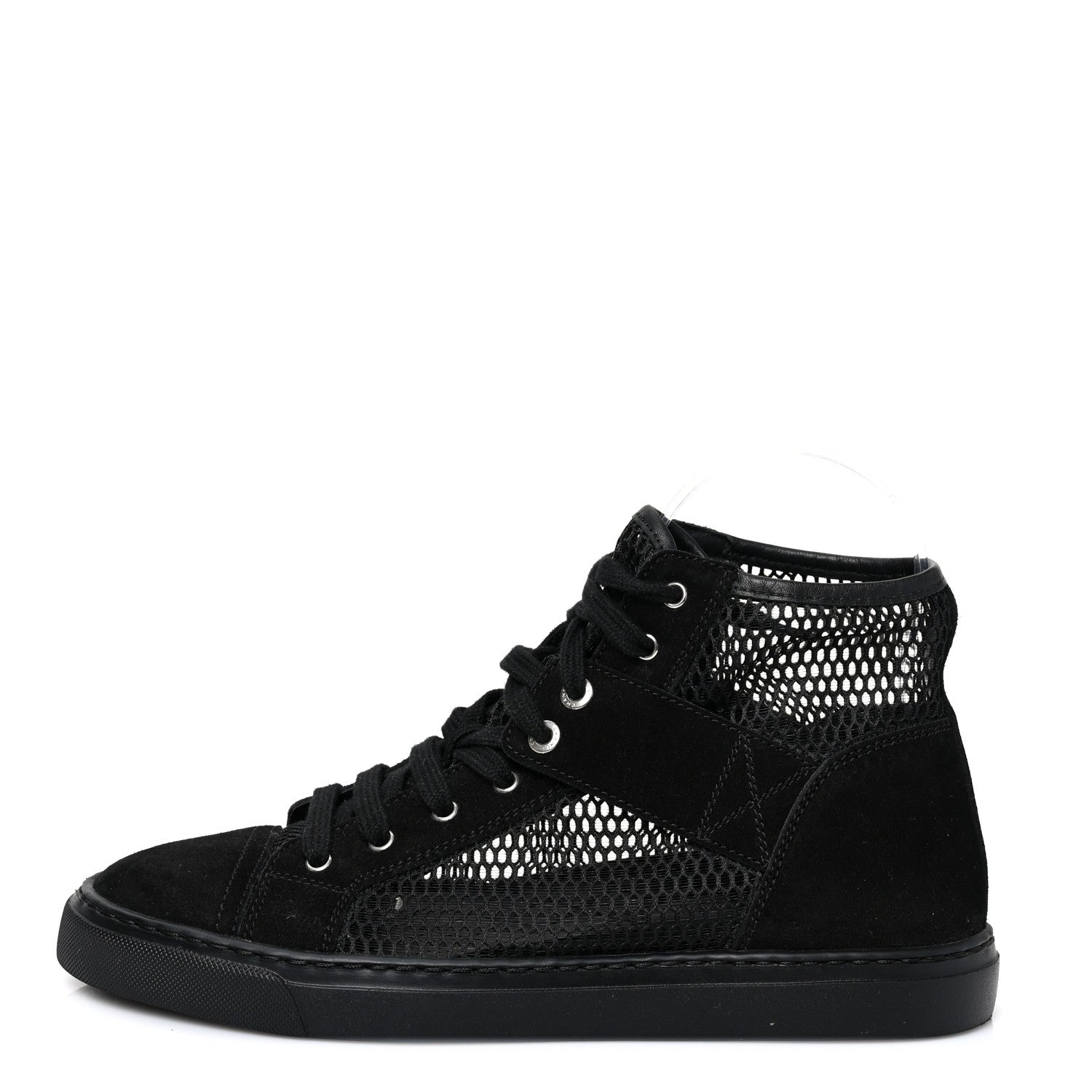 Chanel Mesh Suede High Top Sneakers 37 Black 1 of 7