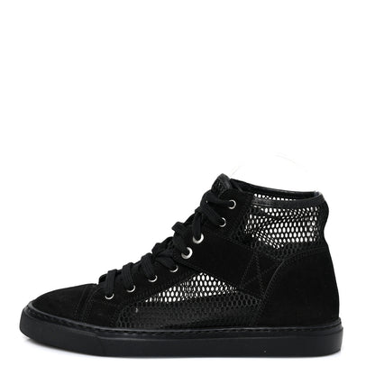 Chanel Mesh Suede High Top Sneakers 37 Black 1 of 7