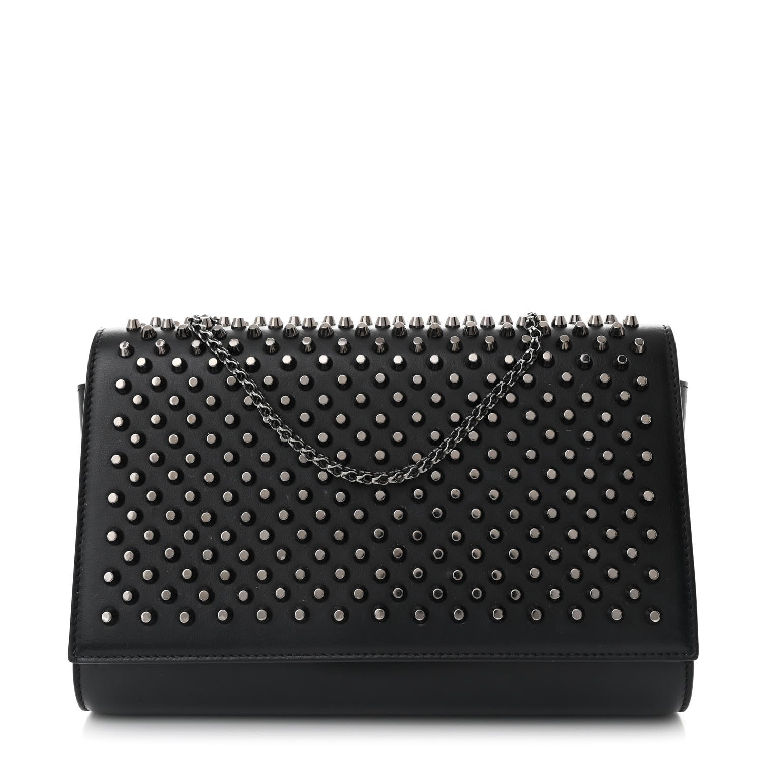 Christian Louboutin Calfskin Spikes Paloma Clutch Black 1 of 11