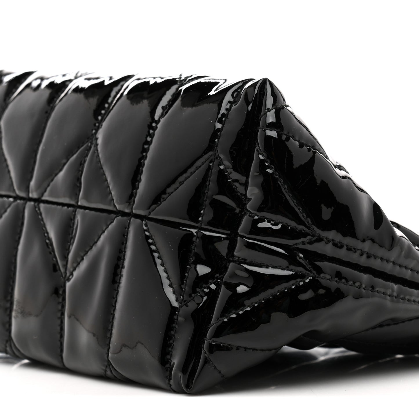Vernice Trapunto Quilted Mini Spirit Ciré Bag Black