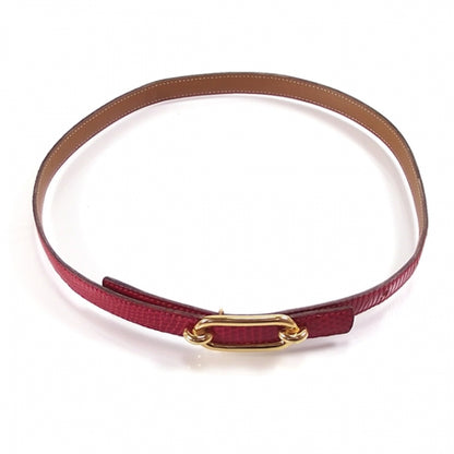 Hermes Lizard Belt Gold Buckle Red 1 of 4