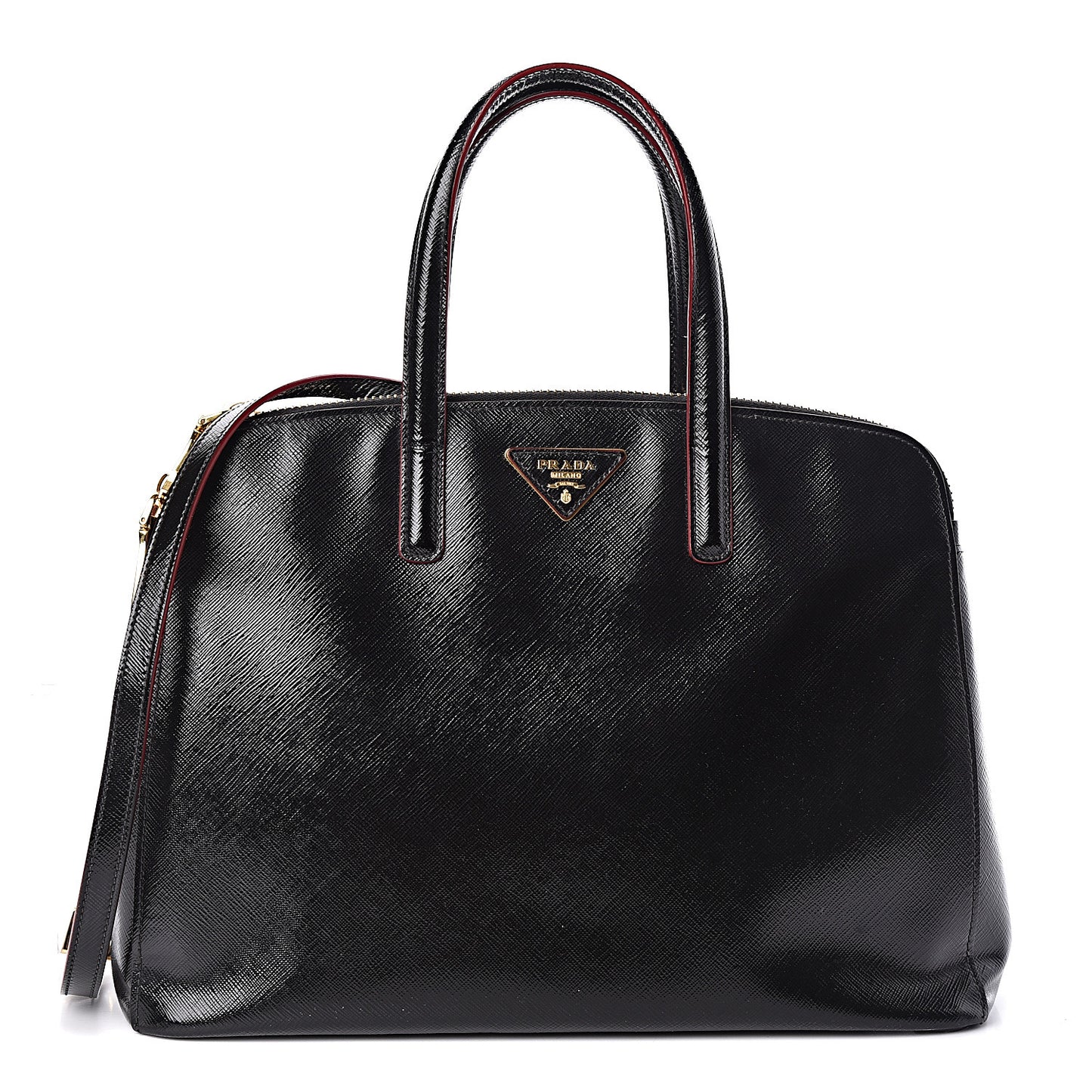 Saffiano Vernice Double Zip Tote Black