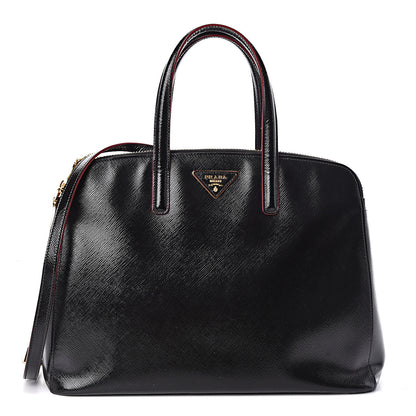 Prada Saffiano Vernice Double Zip Tote Black 1 of 15