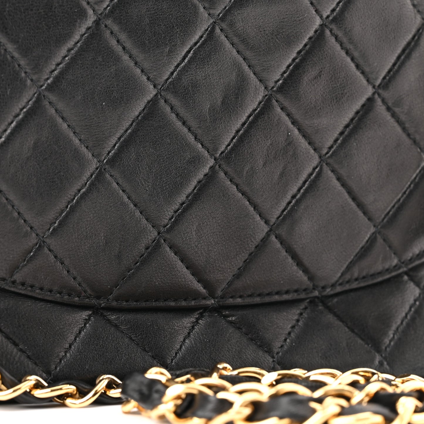 Lambskin Quilted Medium Double Flap Black